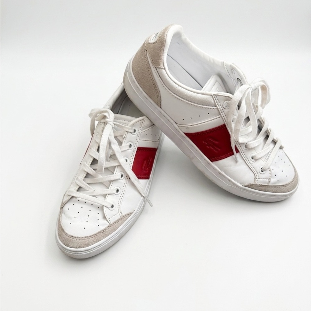 Lacoste White and Red Shoes - Size 8